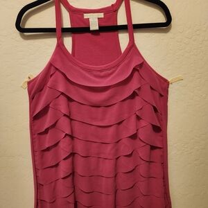Design History Pink Ruffle Tank Top